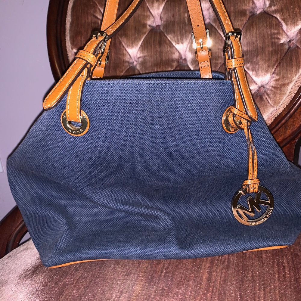 Michael Kors Navy Blue Tote Canvas